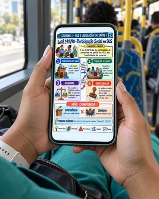 Pessoa revisando no celular durante uma viagem de ônibus